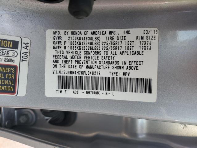 5J6RM4H76FL048219 - 2015 HONDA CR-V EXL GRAY photo 13