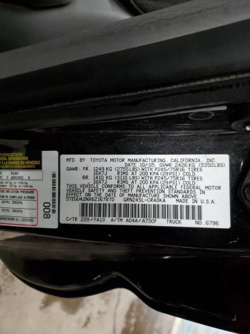 5TEUU42NX6Z167870 - 2006 TOYOTA TACOMA ACCESS CAB შავი ფოტო 12