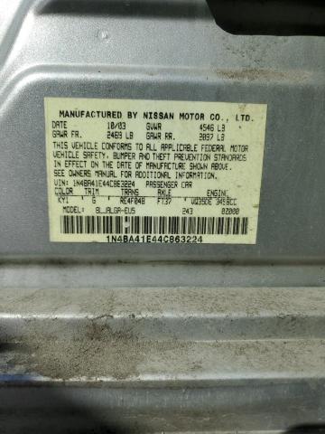 1N4BA41E44C863224 - 2004 NISSAN MAXIMA SE SILVER photo 12