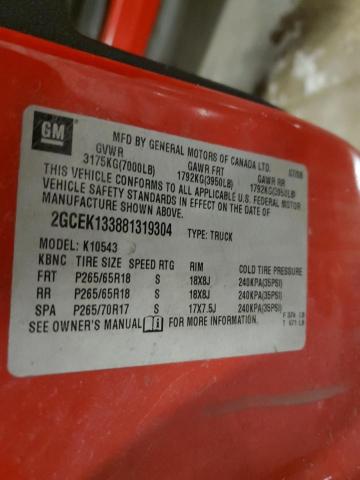 2GCEK133881319304 - 2008 CHEVROLET SILVERADO K1500 RED photo 12