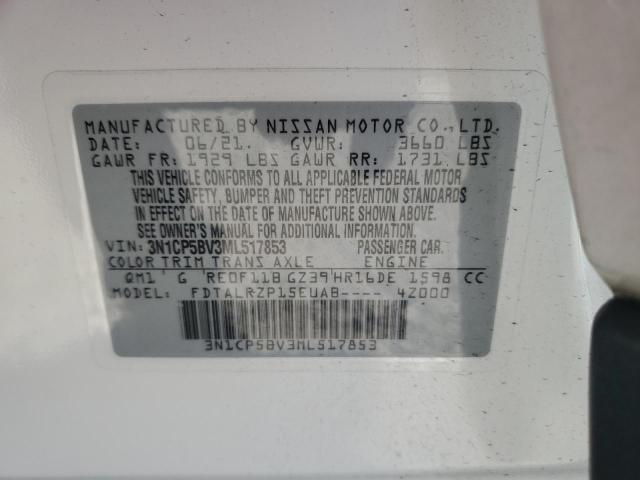 3N1CP5BV3ML517853 - 2021 NISSAN KICKS S WHITE photo 13