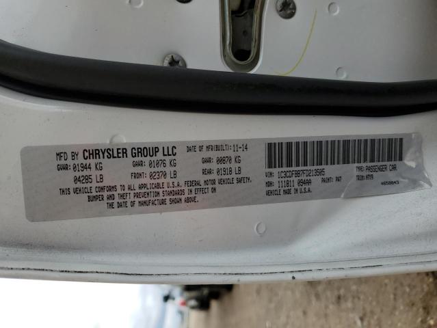 1C3CDFBB7FD213505 - 2015 DODGE DART SXT WHITE photo 12