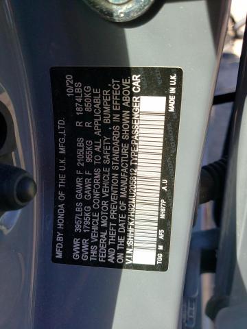 SHHFK7H92MU205812 - 2021 HONDA CIVIC SPORT TOURING SILVER photo 13