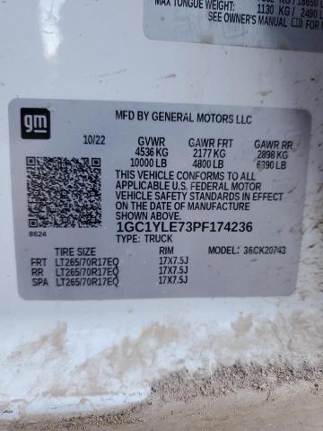 1GC1YLE73PF174236 - 2023 CHEVROLET SILVERADO K2500 HEAVY DUTY WHITE photo 12