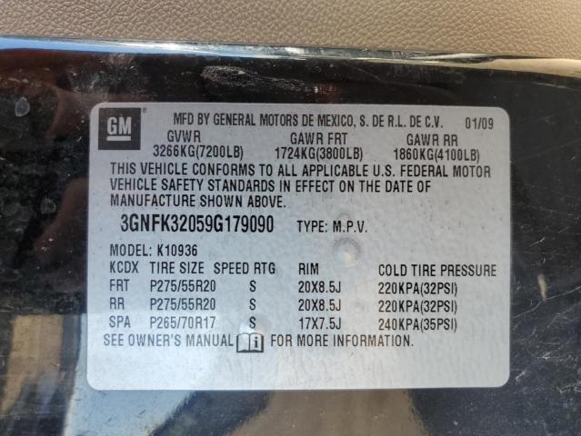 3GNFK32059G179090 - 2009 CHEVROLET AVALANCHE K1500 LTZ BLACK photo 13