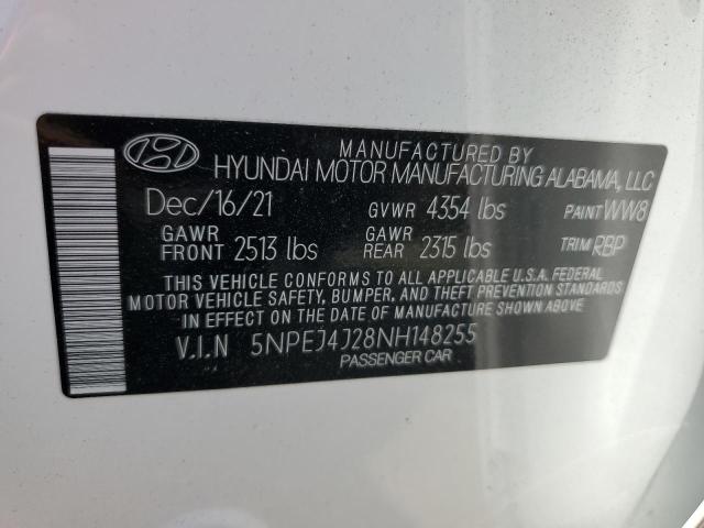 5NPEJ4J28NH148255 - 2022 HYUNDAI SONATA SEL PLUS WHITE photo 12