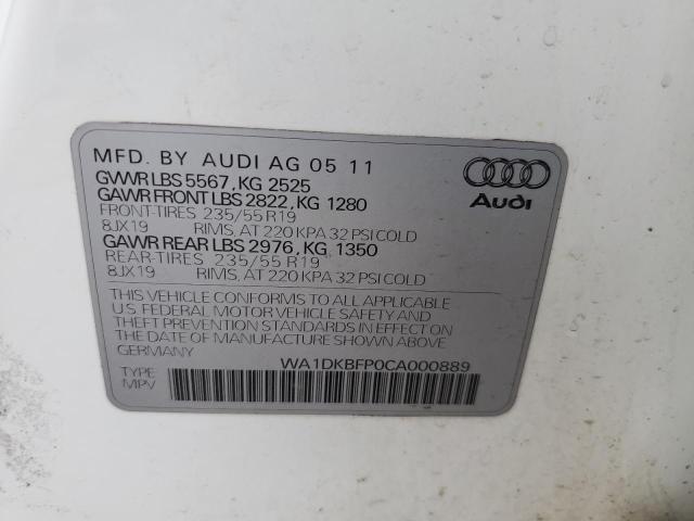 WA1DKBFP0CA000889 - 2012 AUDI Q5 PREMIUM PLUS WHITE photo 13