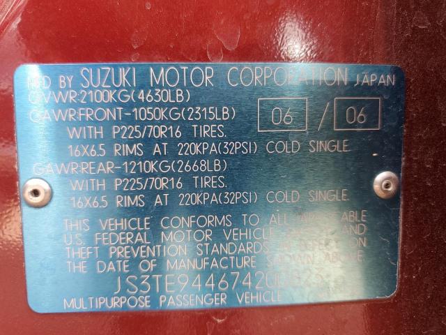 JS3TE944674200823 - 2007 SUZUKI GRAND VITA XSPORT RED photo 12