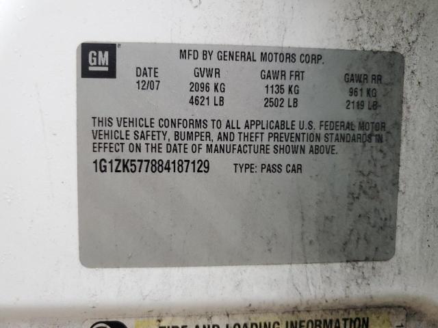 1G1ZK577884187129 - 2008 CHEVROLET MALIBU LTZ 白色 照片 12