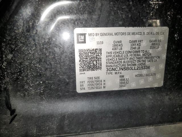 3GNCJNSB0LL215334 - 2020 CHEVROLET TRAX LS BLACK photo 13