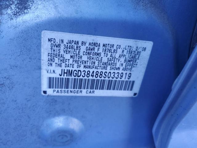 JHMGD38488S033919 - 2008 HONDA FIT BLUE photo 12