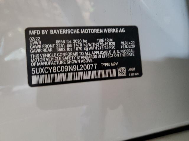 5UXCY8C09N9L20077 - 2022 BMW X6 M50I WHITE photo 13