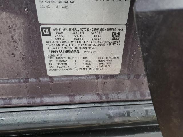 LRBFXBSA9HD000508 - 2017 BUICK ENVISION ESSENCE Մոխրագույն լուսանկար 12