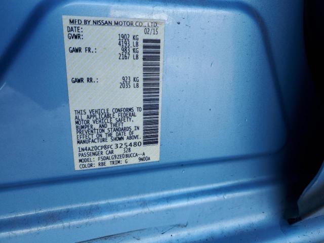 1N4AZ0CP8FC325480 - 2015 NISSAN LEAF S TEAL photo 12