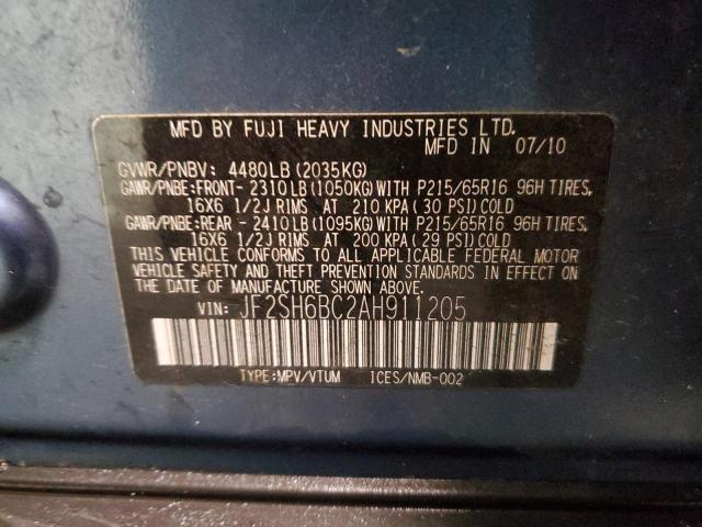 JF2SH6BC2AH911205 - 2010 SUBARU FORESTER XS Mavi foto 13