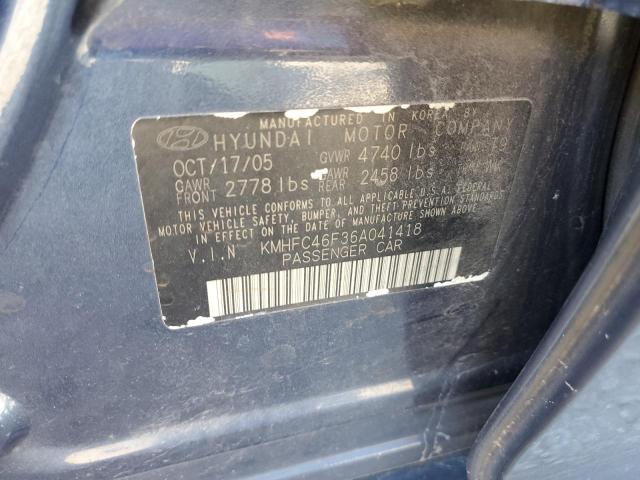 KMHFC46F36A041418 - 2006 HYUNDAI AZERA SE BLUE photo 12