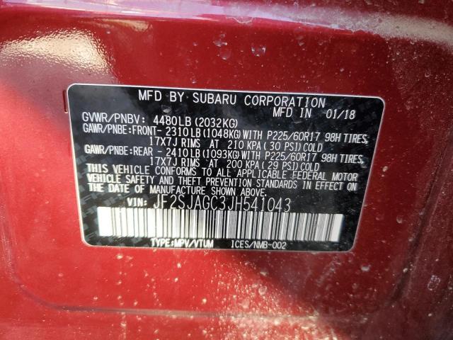 JF2SJAGC3JH541043 - 2018 SUBARU FORESTER 2.5I PREMIUM RED photo 14