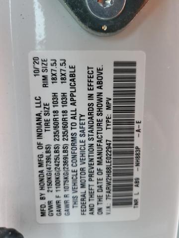 7FARW2H88LE022947 - 2020 HONDA CR-V EXL WHITE photo 13