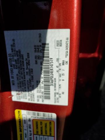 3FA6P0LU4ER147519 - 2014 FORD FUSION SE HYBRID RED photo 12