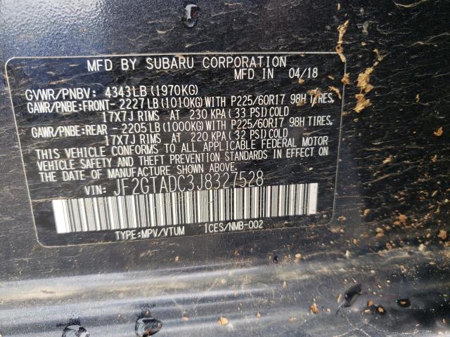 JF2GTADC3J8327528 - 2018 SUBARU CROSSTREK PREMIUM 灰色 照片 12