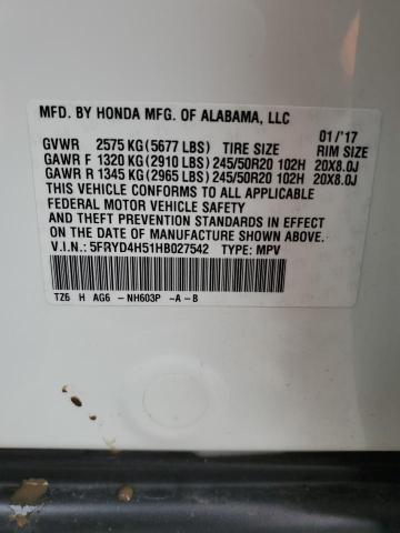 5FRYD4H51HB027542 - 2017 ACURA MDX TECHNOLOGY WHITE photo 13