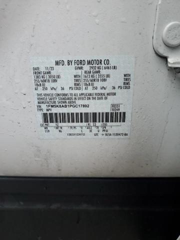 1FM5K8AB1PGC17892 - 2023 FORD EXPLORER POLICE INTERCEPTOR თეთრი ფოტო 14