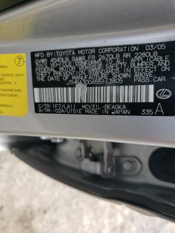 JTHBA30G655113805 - 2005 LEXUS ES 330 SILVER photo 13