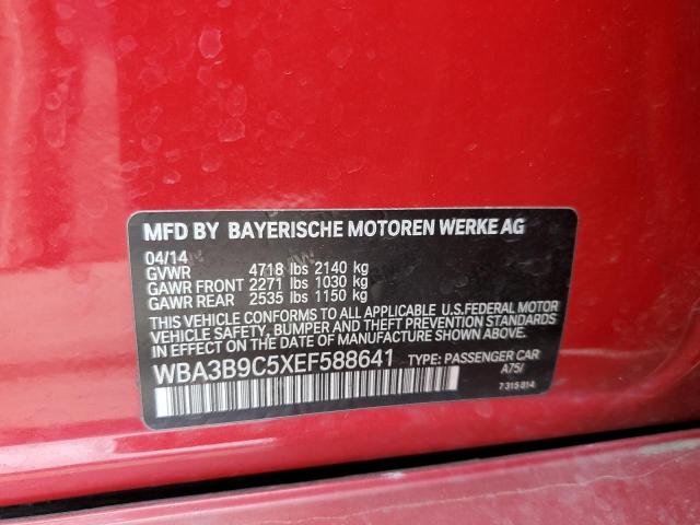 WBA3B9C5XEF588641 - 2014 BMW 335 XI RED photo 12