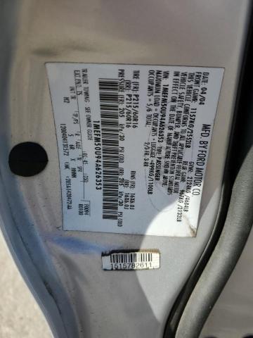 1MEFM50U94A626353 - 2004 MERCURY SABLE GS SILVER photo 12