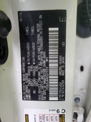 JTEBU5JR4G5319319 - 2016 TOYOTA 4RUNNER SR5/SR5 PREMIUM 白色 照片 12