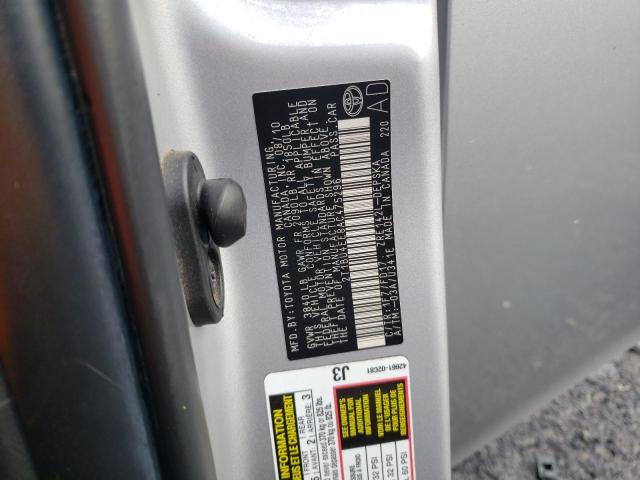 2T1BU4EE8AC475296 - 2010 TOYOTA COROLLA BASE SILVER photo 12