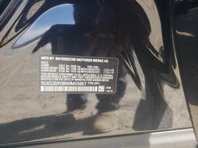 5UX53DP08N9M55867 - 2022 BMW X3 XDRIVE30I Qara foto 12