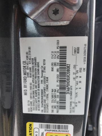 3FA6P0HD8JR208082 - 2018 FORD FUSION SE GRAY photo 12