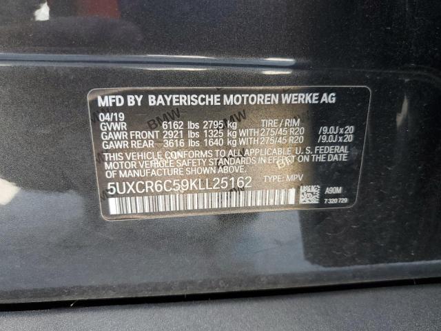 5UXCR6C59KLL25162 - 2019 BMW X5 XDRIVE40I CHARCOAL photo 13