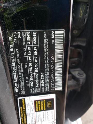 4JGDA5HB3EA271522 - 2014 MERCEDES-BENZ ML 350 4MATIC BLACK photo 12