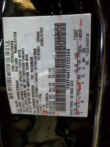 1FAFP40412F205204 - 2002 FORD MUSTANG BLACK photo 12