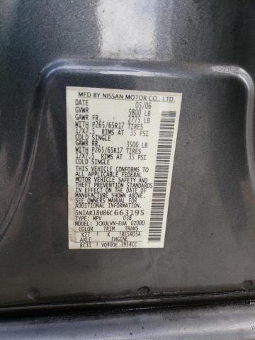 5N1AR18U86C663195 - 2006 NISSAN PATHFINDER LE 白色 照片 13