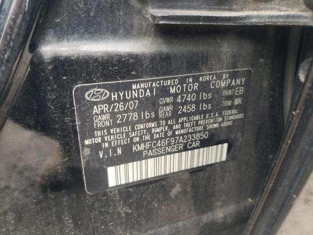 KMHFC46F97A233850 - 2007 HYUNDAI AZERA SE BLACK photo 12