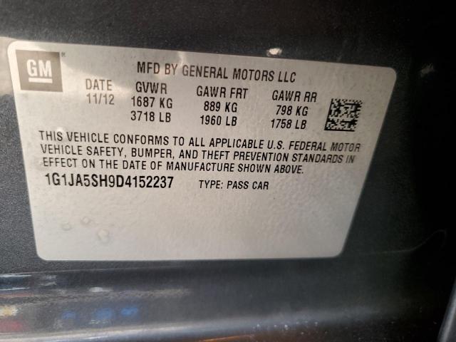 1G1JA5SH9D4152237 - 2013 CHEVROLET SONIC LS 石墨色 照片 12