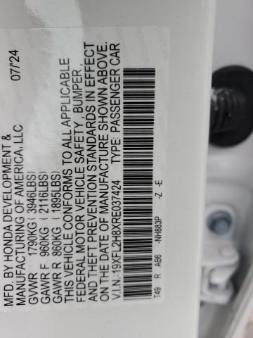 19XFL2H8XRE037424 - 2024 HONDA CIVIC SPORT WHITE photo 12