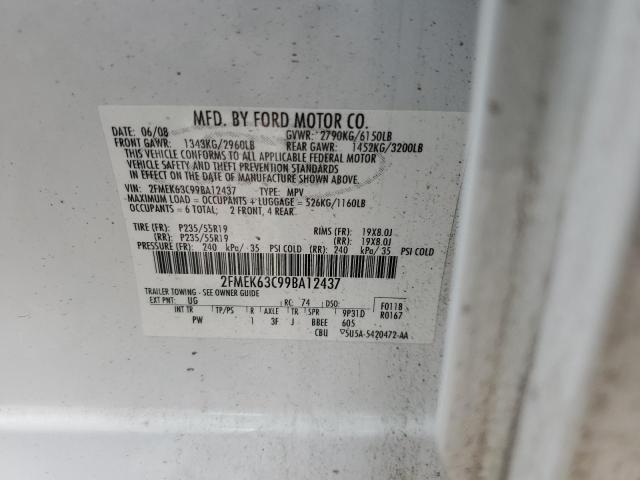 2FMEK63C99BA12437 - 2009 FORD FLEX LIMITED WHITE photo 12