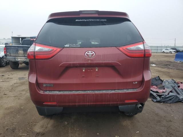 5TDKZ3DC6LS069085 - 2020 TOYOTA SIENNA LE MAROON photo 6