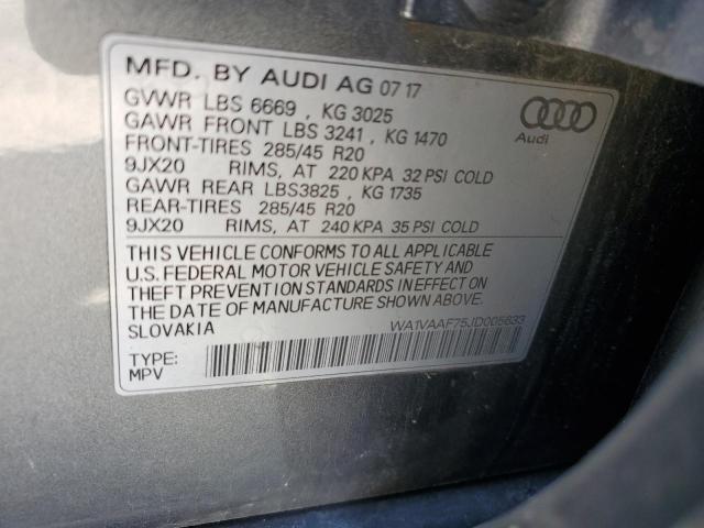 WA1VAAF75JD005633 - 2018 AUDI Q7 PRESTIGE GRAY photo 13