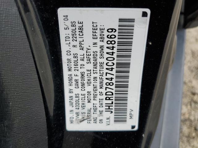 JHLRD78474C044869 - 2004 HONDA CR-V LX BLACK photo 13