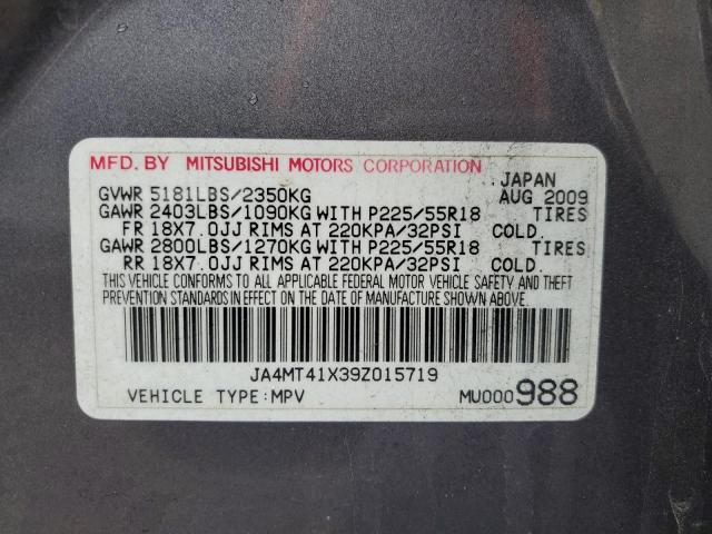 JA4MT41X39Z015719 - 2009 MITSUBISHI OUTLANDER XLS GRAY photo 13