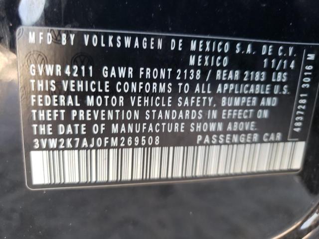 3VW2K7AJ0FM269508 - 2015 VOLKSWAGEN JETTA BASE BLACK photo 12