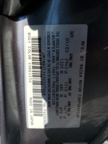 JM1NB353X30307068 - 2003 MAZDA MX-5 MIATA BASE SILVER photo 12