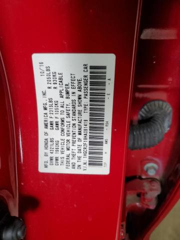 1HGCR2F19HA091419 - 2017 HONDA ACCORD SPORT SPECIAL EDITION RED photo 12