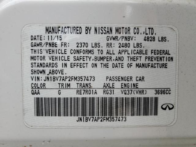 JN1BV7AP2FM357473 - 2015 INFINITI Q50 BASE WHITE photo 13