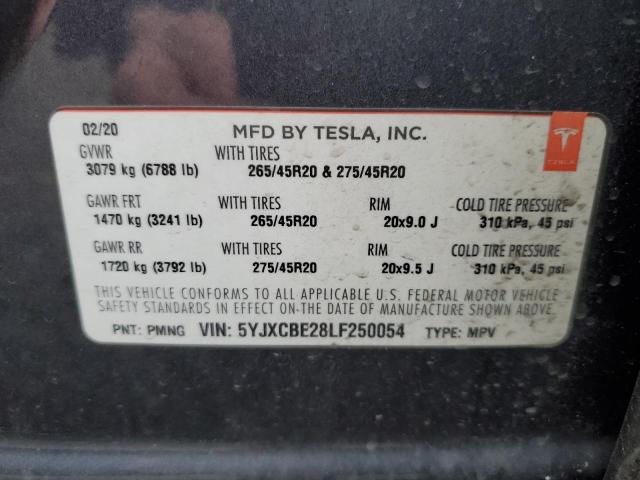 5YJXCBE28LF250054 - 2020 TESLA MODEL X GRAY photo 13